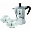 Bialetti Set Moka Carosello (Moka Express na 3 porce + 2 šálky s podšálky s panáčkem Bialetti)