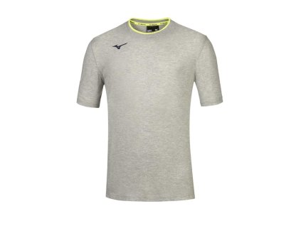 Men Mizuno Tee / Heather Grey/Yellow Fluo/4XL