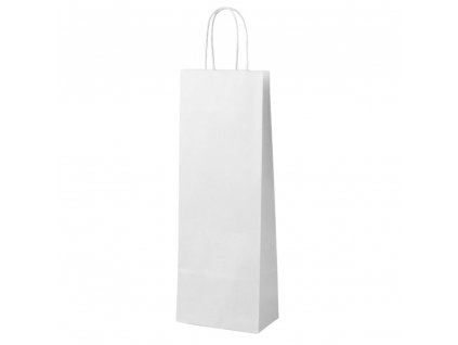 Dárková papírová taška na 1 víno kraftová bílá min