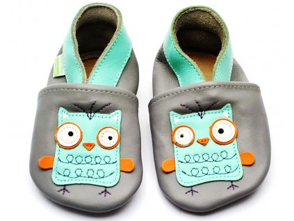 Hopi Hop BAREFOOT kožené capáčky SOVÍK ŠEDÉ