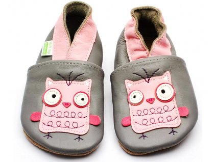 Hopi Hop BAREFOOT kožené capáčky SOVINKA na šedé