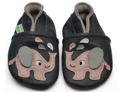 Hopi Hop BAREFOOT kožené capáčky SLONÍK šedorůžový