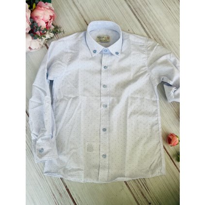 Chlapčenská košeľa dlhý rukáv - Modrá (Veľkosť 116)