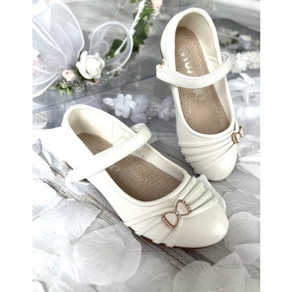 Biele dievčenské balerínky k 1sv.príjímaniu - Biela (Veľkosť 25)