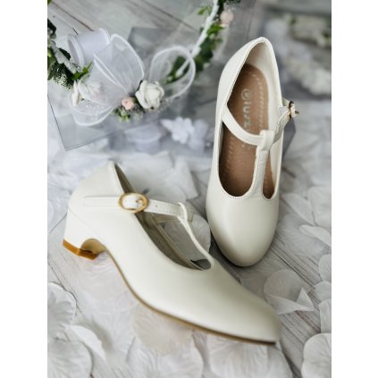 Biele dievčenské balerínky k 1sv.príjímaniu - Biela (Veľkosť 31)