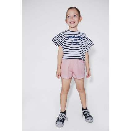 Dievčenské bielo modré pásikavé tričko - Bielomodrá (Veľkosť 152)