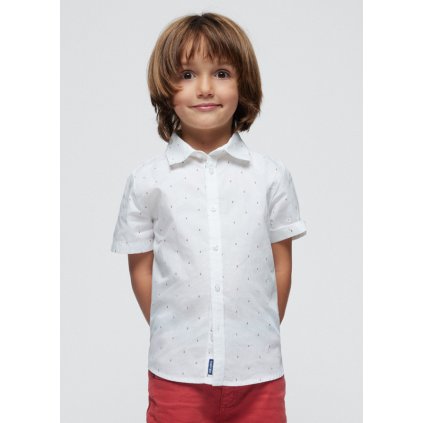 MAYORAL chlapčenská košeľa s krátkym rukávom - Biela (Veľkosť 116)