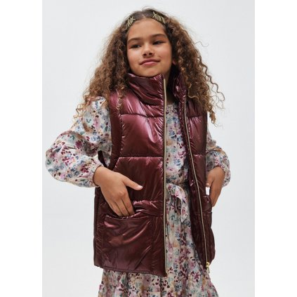 Dievčenská metalická vesta - Bordová (Veľkosť 158)