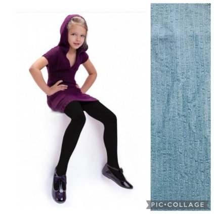 Detské vrúbkované pančuchy AGATKA 100den - Modrá (Veľkosť 122/128)