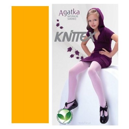 Detské vrúbkované pančuchy AGATKA 100den - Žltá (Veľkosť 122/128)