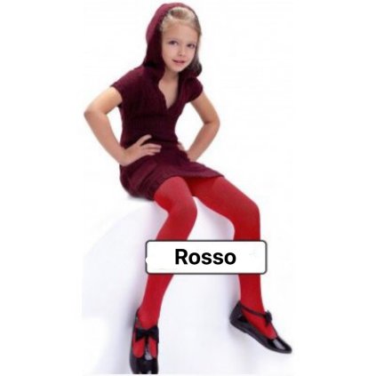 Detské vrúbkované pančuchy AGATKA 100den - Červená (Veľkosť 134/140)