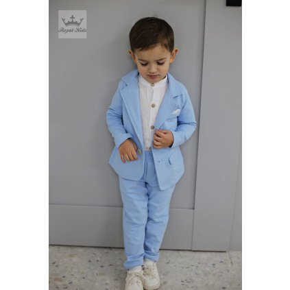 2 dielny bavlnený oblek/set sako+nohavice - Modrá (Veľkosť 92/98)