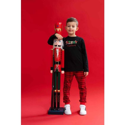 Chlapčenské tričko s vianočným motívom (Veľkosť 140/146, Farba Čierna)