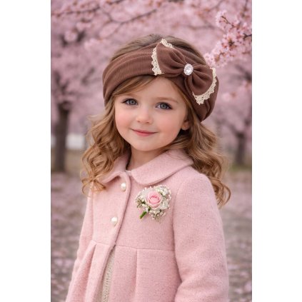 Dívčí bavlněná čelenka 10126 světle hnědá (Velikost UNI)