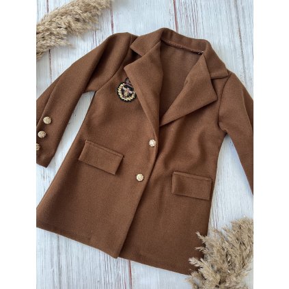 Dievčenský flaušový kabát - Hnedá (Veľkosť 152/158)