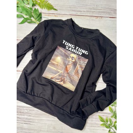 Chlapčenské tričko s dlhým rukávom TUNG - Čierna (Veľkosť 158/164)