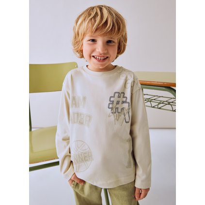 MAYORAL chlapčenské tričko dlhý rukáv - Béžová (Veľkosť 140)