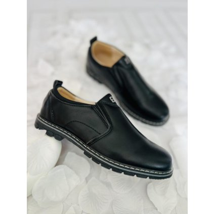 Chlapčenské čierne poltopánky - Čierna (Veľkosť 36)