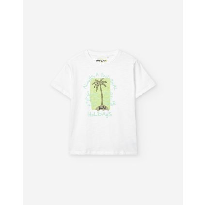 Chlapčenské bavlnené tričko krátky rukáv - Biela (Veľkosť 116)