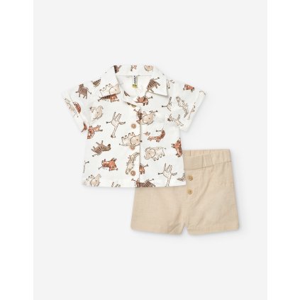 2 dielny letný chlapčenský set - Cream (Veľkosť 80)