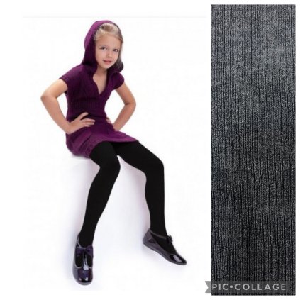 Detské vrúbkované pančuchy AGATKA 100den - Sivá (Veľkosť 134/140)