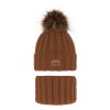 Chlapčenská zimná čiapka s nákrčníkom (Veľkosť UNI, Farba Hnedá)