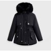 Zimná dievčenská parka s kožušinkou - Čierna (Veľkosť 158/164)