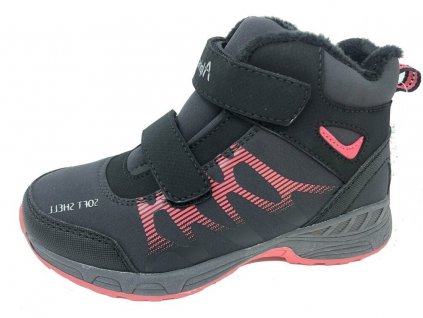 Dětské zimní softshellové boty Alpinex - černé/růžové č. 1