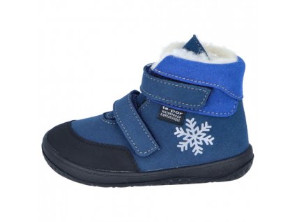 Dětské zimní boty Jonap Jerry modrá/vločka barefoot s membránou č. 1