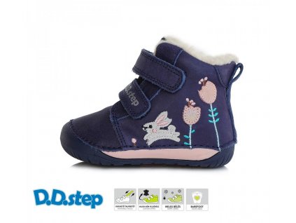Dětské zimní boty D.D.Step barefoot W070-337 Royal Blue č. 1