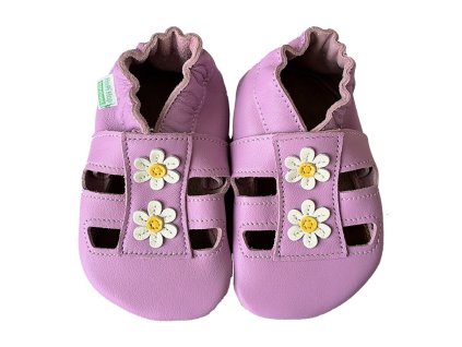 Kožené capáčky/sandálky Hopi Hop Barefoot Sedmikrásky Lila