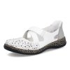 46352 80 Dámské bílé kožené baleríny Rieker Botonozka 1