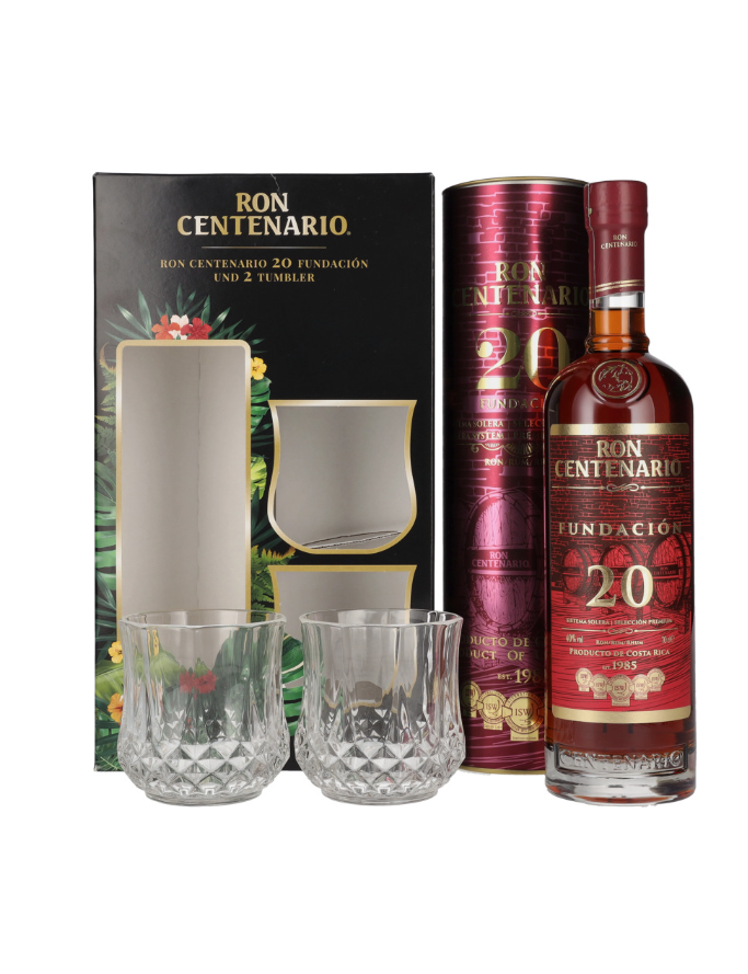 CENTENARIO FUNDACION 20 YO 0.70L 40% + 2 POHÁRE GB (darčekové balenie 2 poháre)