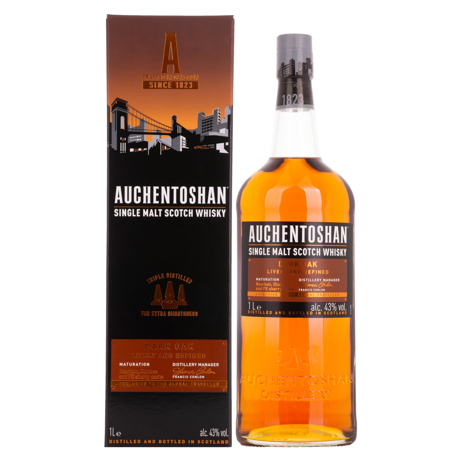 AUCHENTOSHAN DARK OAK 1L 43% GB (kartón)