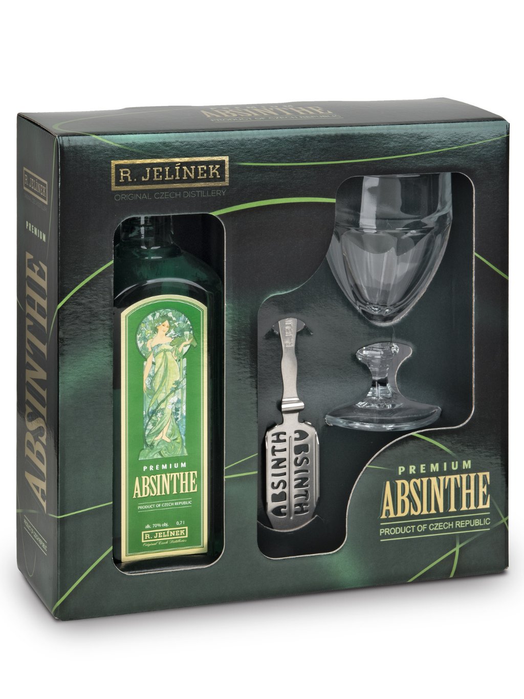 ABSINTH JELÍNEK 0.70L 70% S POHÁROM GB (darčekové balenie 1 pohár)