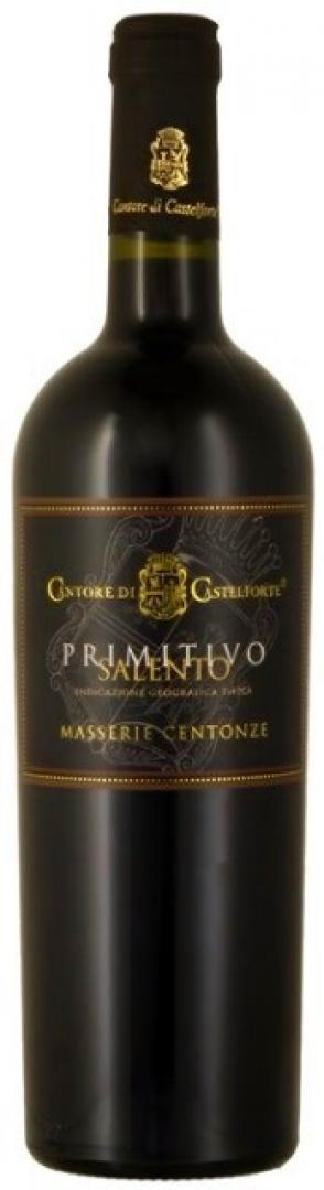 VÍNO CANTORE DI CASTELFORTE PRIMITIVO SALENTO MASSERIE CENTOZE 0.75L 13.5% (čistá fľaša)