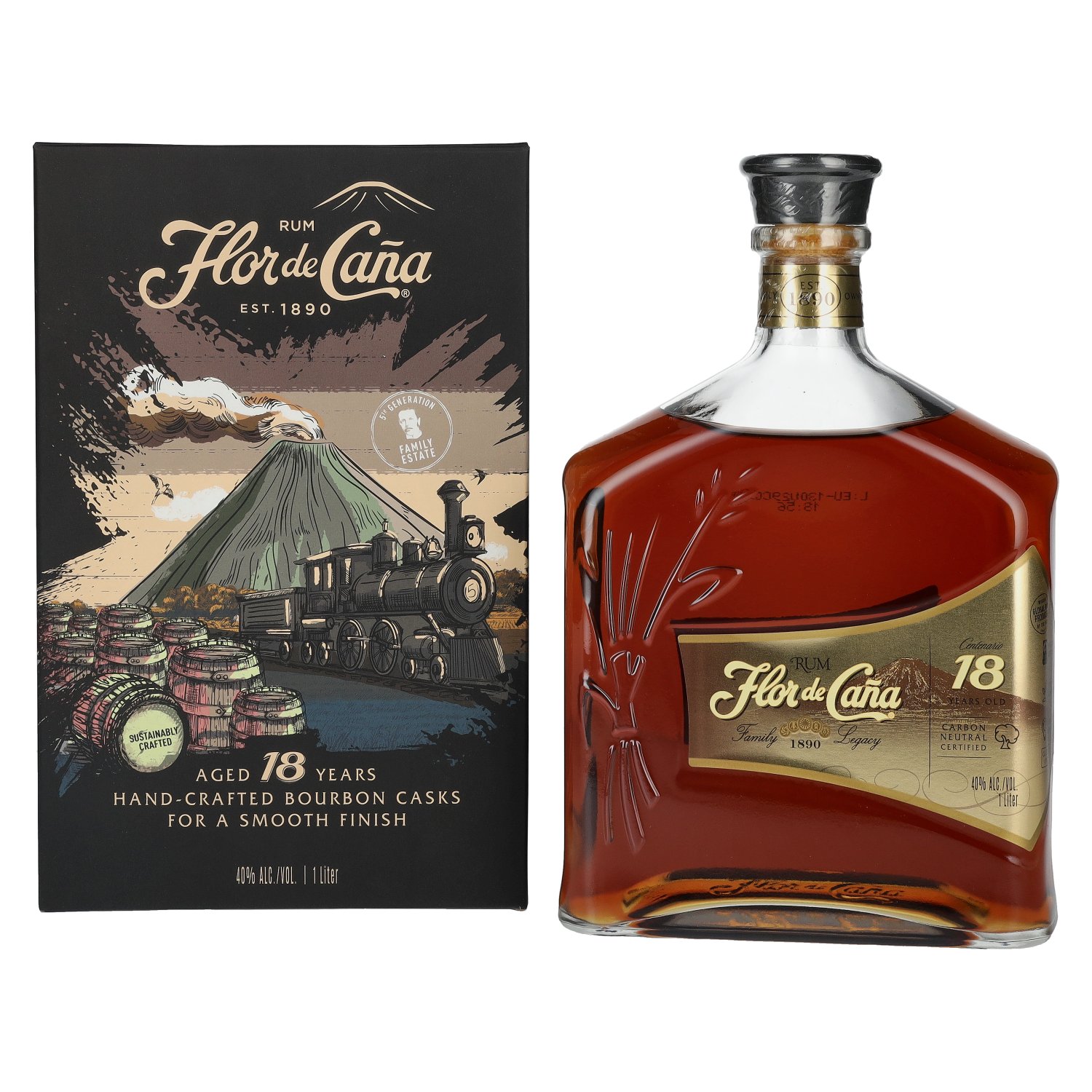 FLOR DE CANA 18 YO 1L 40% GB (kartón)