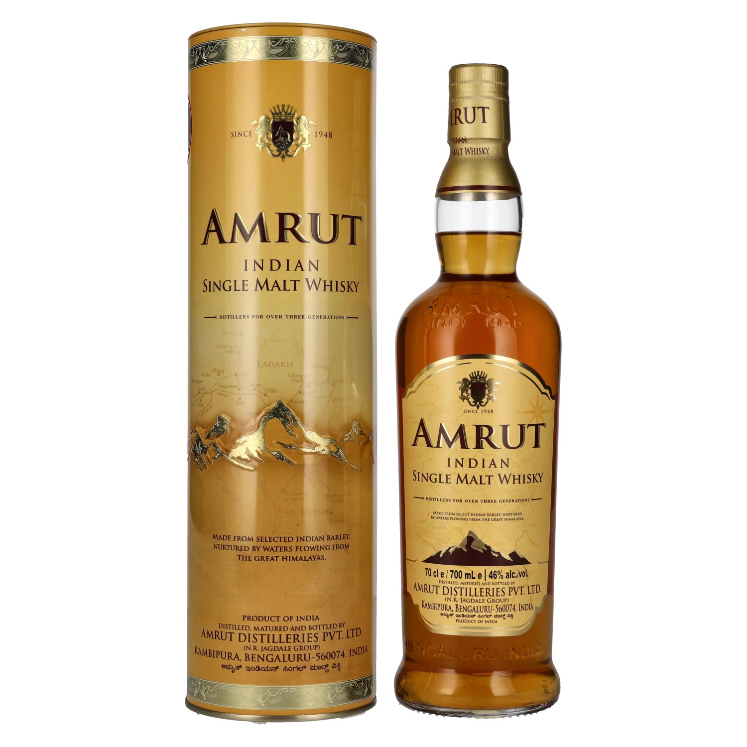 AMRUT INDIAN SINGLE MALT WHISKY 0.70L 46% (Tuba)