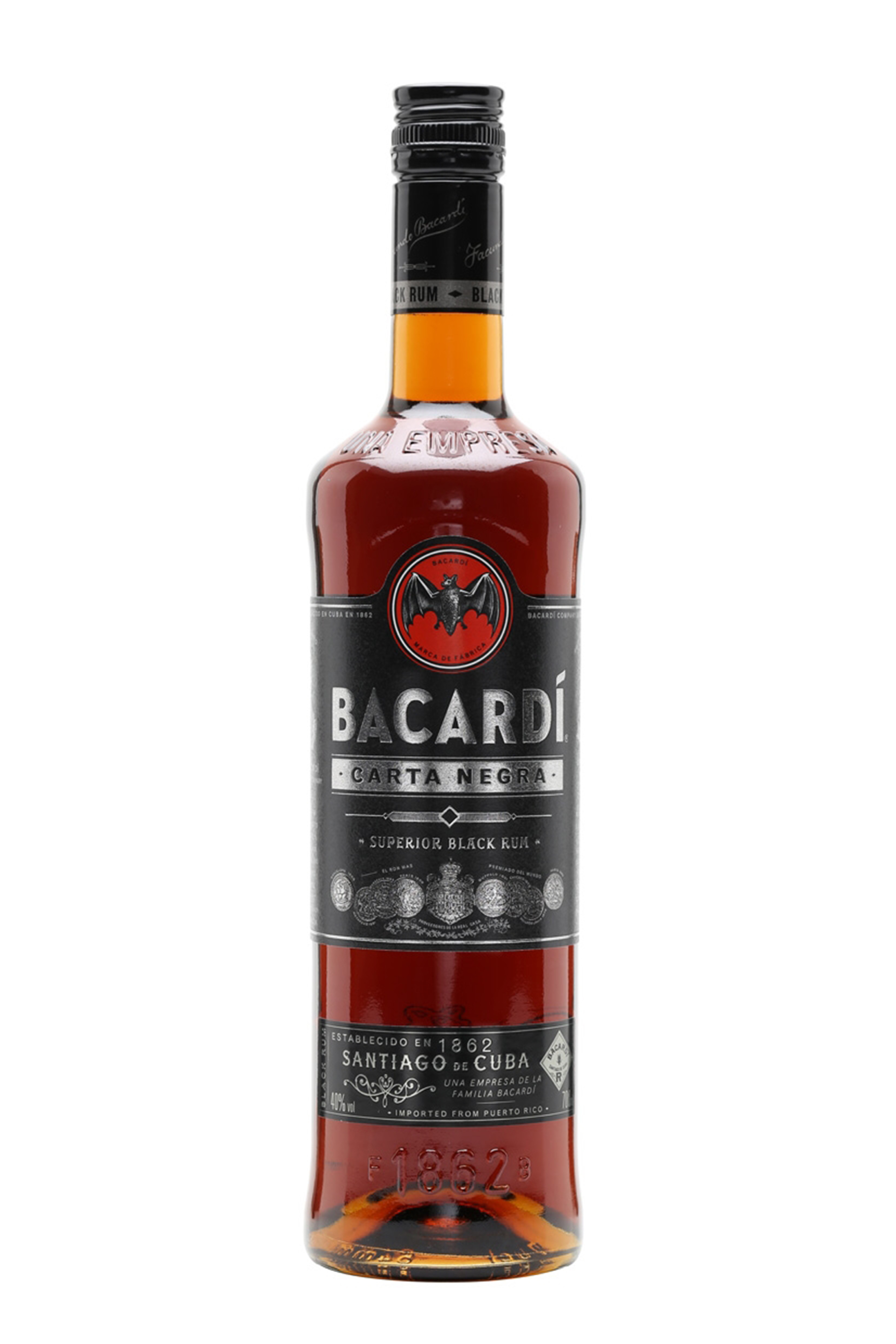 Bacardi Carta Negra 37,5% 0,7 l (čistá fľaša)