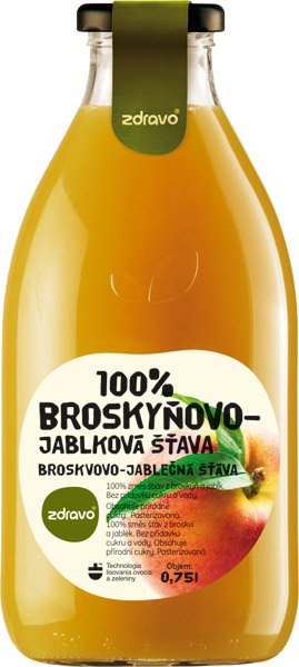 ZDRAVO 100% BROSKYŇOVO-JABLKOVÁ ŠŤAVA 6X0.75L (set)