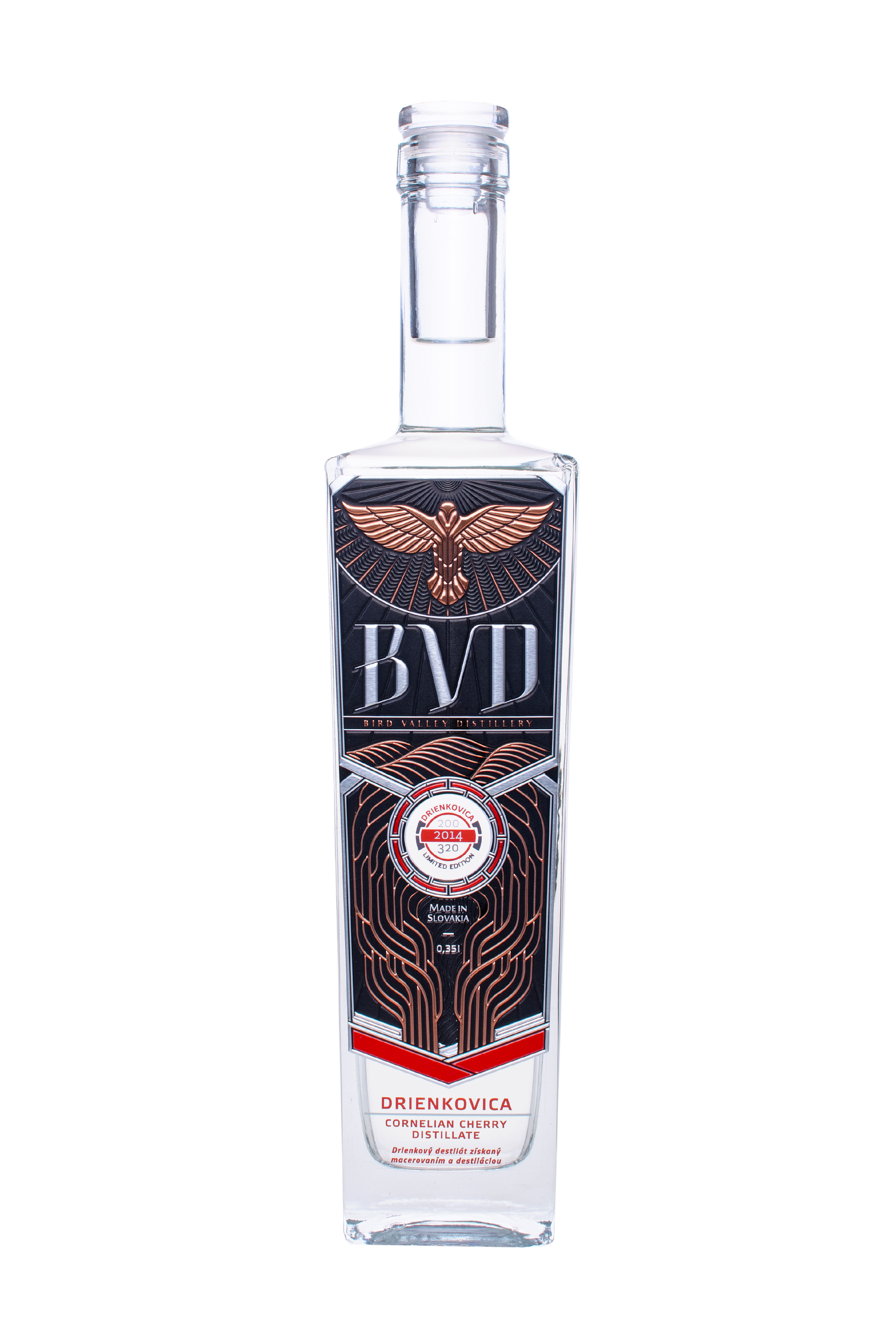 BVD Drienkovica destilát 45% 0,35 l (čistá fľaša)