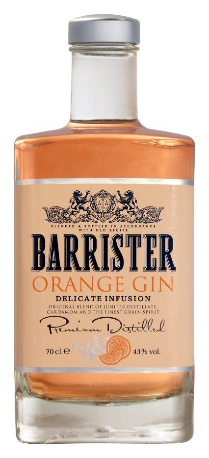 BARRISTER ORANGE GIN 0.70L 43% (čistá fľaša)