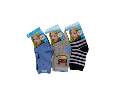 Dětské bavlněné (98%) thermo ponožky s protiskluzem - modré
