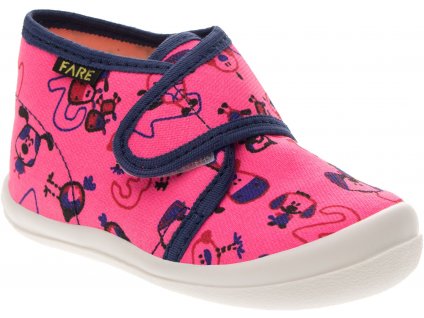 Bačkory Fare na suchý zip 4012447 růžové s pejskem