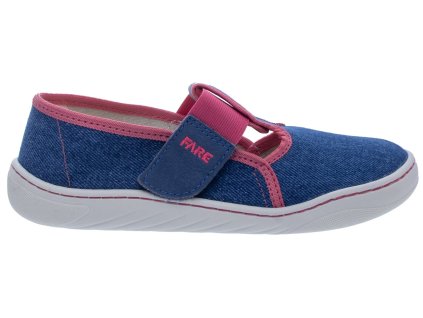 FARE MID-WIDE barefoot dětské bačkory na suchý zip, modro-růžové 7101452