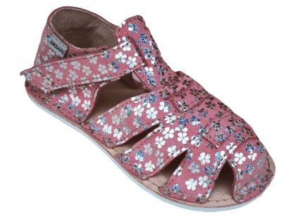 OK Bare Palm růžové květy barefoot sandálky
