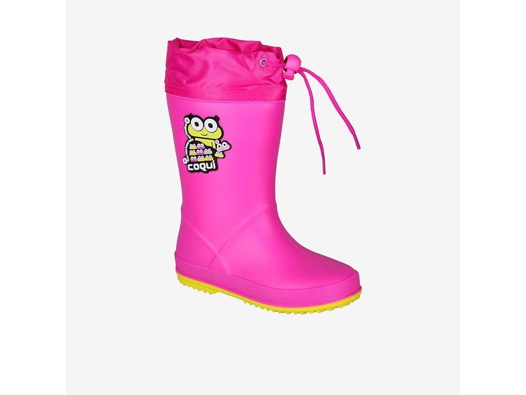 Dětské holínky Coqui RAINY COLLAR FROG Fuchsia/Citrus (Varianta produktu 25)