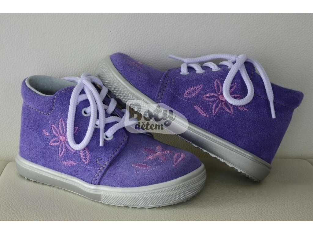 Jonap kožené boty 022 S fialová kytka (Varianta produktu 24)