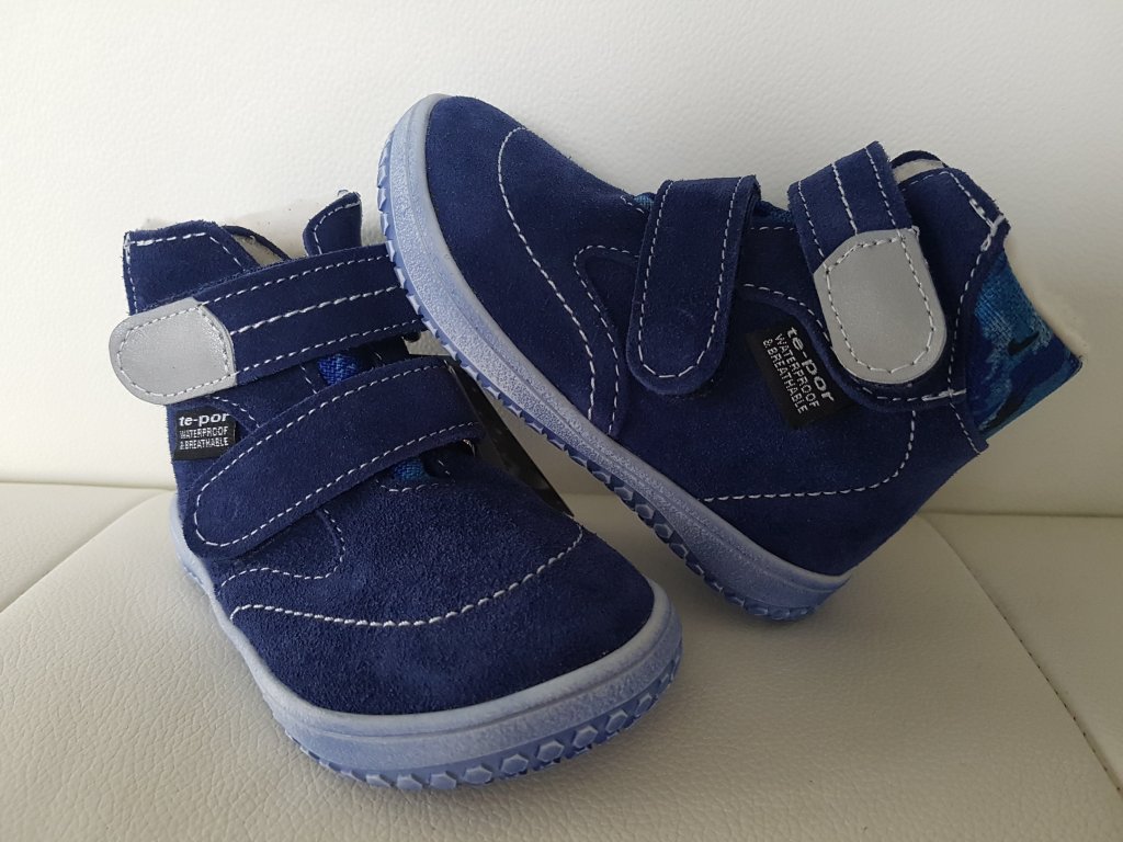 Jonap zimní kožené barefoot boty s membránou B5 modrá-maskáč (Varianta produktu 20)