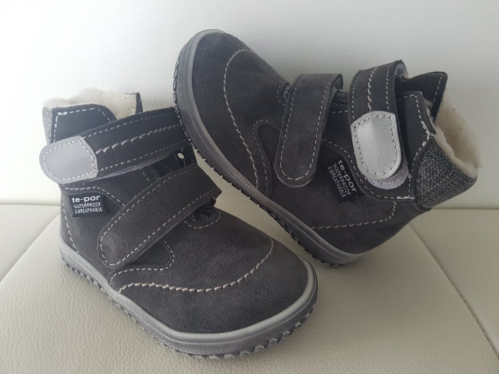 Jonap zimní kožené barefoot boty s membránou B5 šedá (Varianta produktu 20)